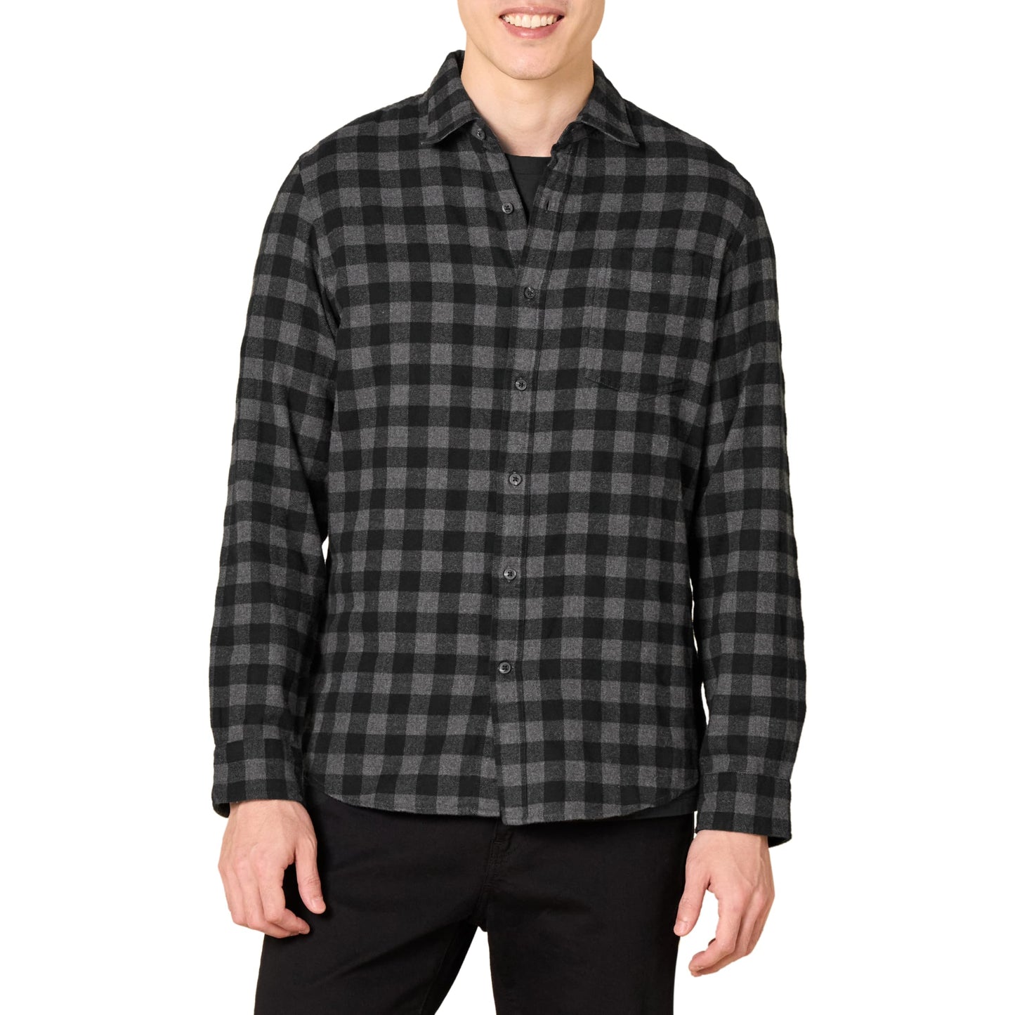 HOTAmazon Essentials Men's Slim-Fit Flannel Shirt, Long Sleeve Button Down Plaid