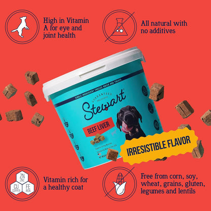 HOTStewart Freeze Dried Dog Treats, 100% Beef Liver, 21 oz Tub | Premium Quality Raw Protein, Single Ingredient, High Protein Training Treats & Food Topper, No Refrigeration, Cat Friendly
