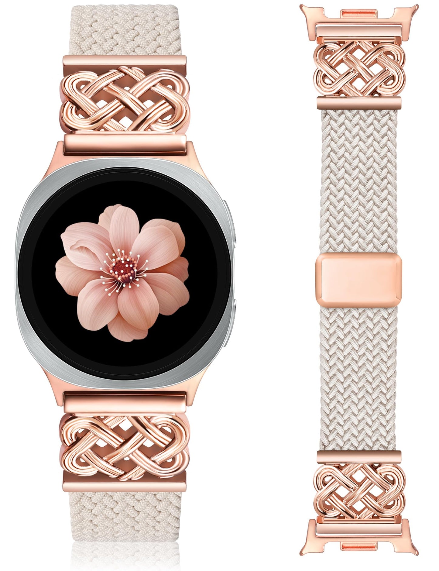 HOTBraided Magnetic Band Compatible with Samsung Galaxy Watch 8 40mm 44mm/8 Classic 46mm Women Men, Celtic Metal Stretchy Elastic Dressy Nylon Bracelet Strap, No for Galaxy Ultra/7/6/5/4/3/2/1