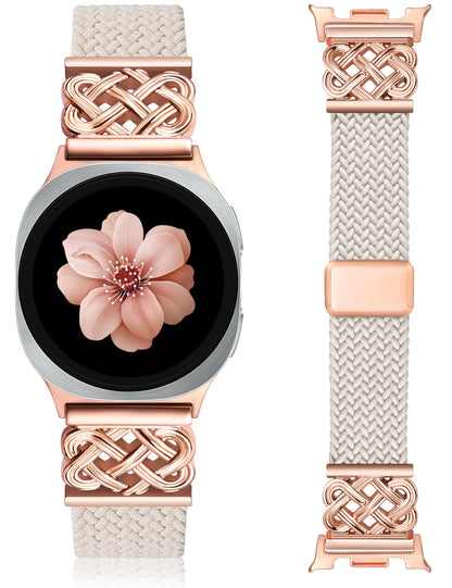 HOTBraided Magnetic Band Compatible with Samsung Galaxy Watch 8 40mm 44mm/8 Classic 46mm Women Men, Celtic Metal Stretchy Elastic Dressy Nylon Bracelet Strap, No for Galaxy Ultra/7/6/5/4/3/2/1