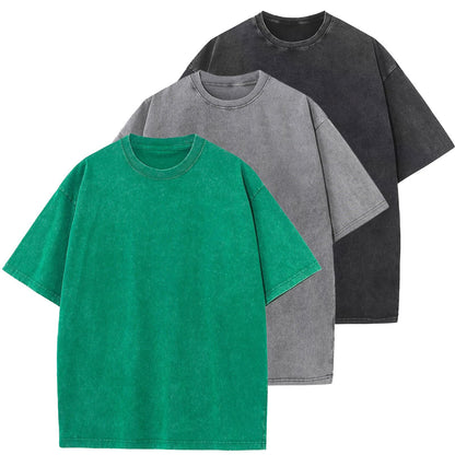 HOTMen's Cotton T-Shirts Oversized Unisex Short Sleeves Casual Loose Wash Solid Basic Tee Tops