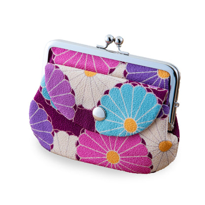HOTVintage Floral Kiss Lock Coin Change Wallet Purses (Retro Flower - Pinkbeige) / Made in Japan Pouch for Women