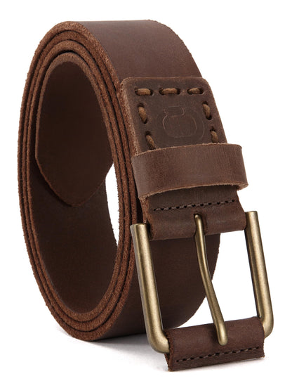 HOTCHAOREN Mens Belts Casual for Jeans - Full-Grain Leather, Durable Cowhide | Solid Buckle, Classic Style, Handmade, Daily Wear, Gift Box