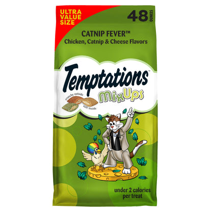 HOTTemptations MixUps Crunchy and Soft Cat Treats, Catnip Fever, 30 oz | Under 2 calories per treat, no artificial flavors, 100% complete & balanced for adult cats, resealable stay-fresh tub