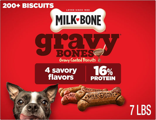 HOTMilk-Bone GravyBones Dog Biscuits, Gravy Coated Small Dog Treats, 7 Lb. Box