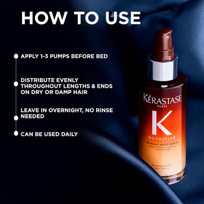HOTKerastase Nutritive 8H Magic Night Serum - Overnight Treatment for Dry Hair, Enhances Shine, Nourishes and Reduces Frizz, With Plant-Based Proteins, For All Hair Types