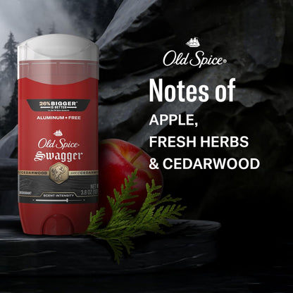 HOTOld Spice Aluminum Free Deodorant for Men, 24/7 Protection to Eliminate Odors, 24/7 Freshness & Lasting Scent, Swagger with Lime & Cedarwood Scent, 3.8 oz (Pack of 3)