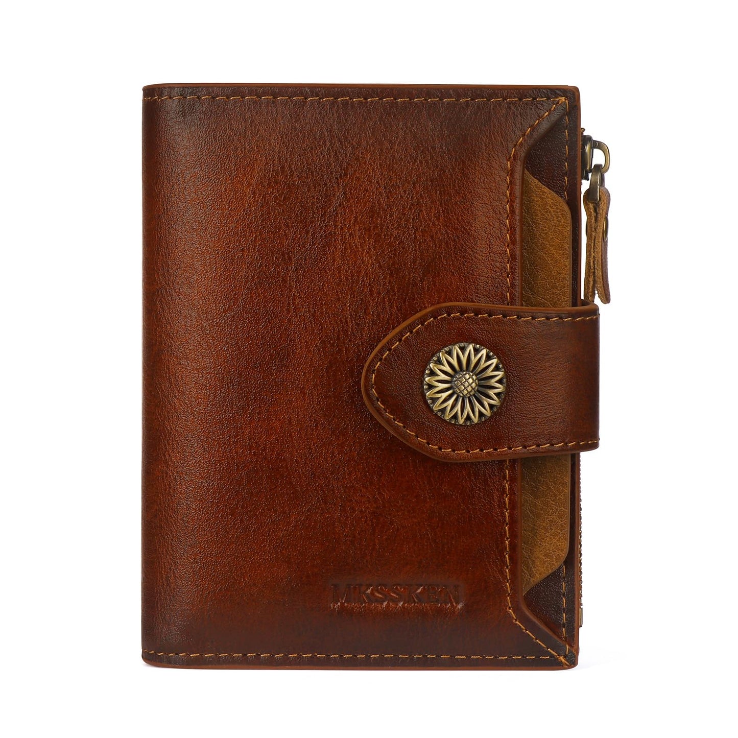 HOTRFID Wallet Women,Bifold Leather Womens Wallet,Compact Designer Carteras Para Mujer Card Holder with Removable ID Window(darkbrown)