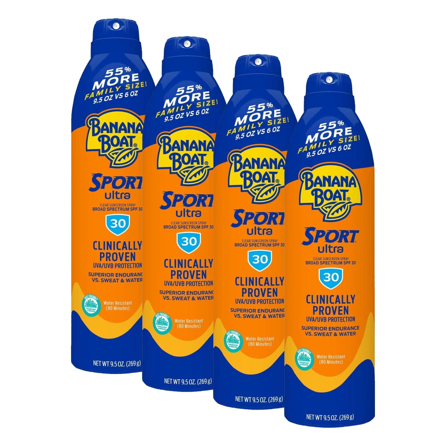 HOTBanana Boat Sport Ultra SPF 30 Sunscreen Spray | Banana Boat Sunscreen Spray SPF 30, Water Resistant, Oxybenzone Free, 6oz each Twin Pack