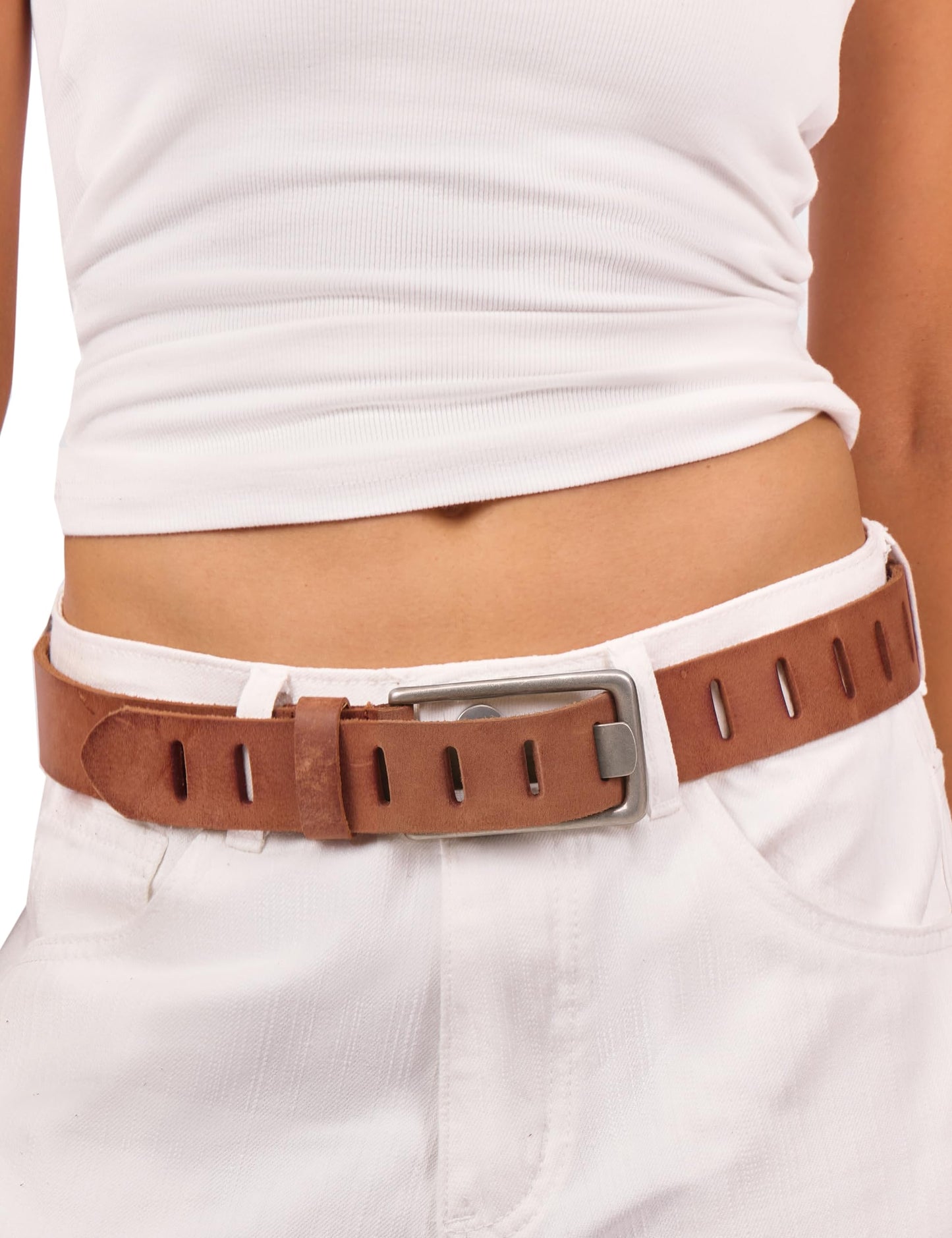 HOTWomens Genuine Leather Belt for Jeans Pants Width 1.57" Western Cowgirl Wide Belts for Ladies with Gift Box