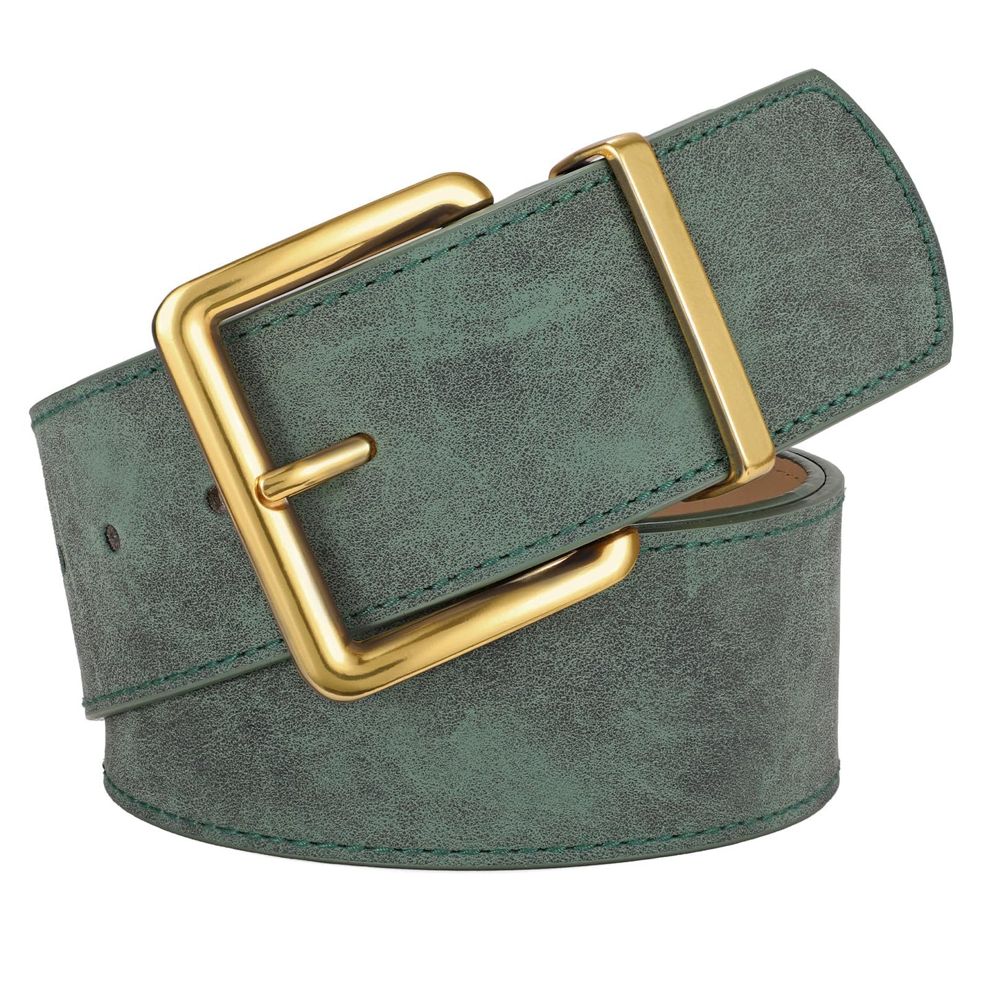 HOTXZQTIVE Women Wide Chunky Belt for Dresses Fashion Thick Suede Belt with Gold Buckle