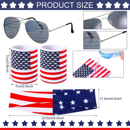 HOTTallew 9 Pcs 4th of July Fanny Pack American Flag Overalls 250 Years Patriotic American Flag Fanny Pack Beer Belt Suspenders Drink Holder Headband Wristband(Classic Style)