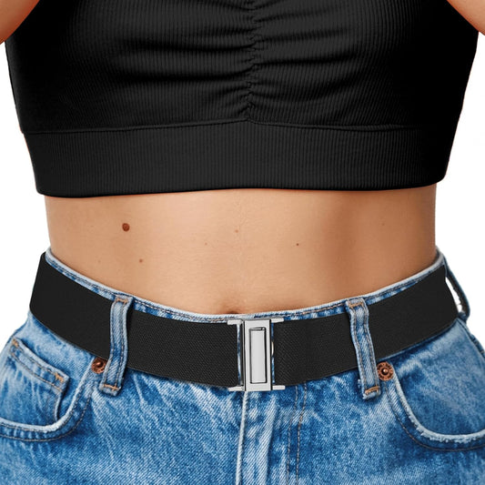 HOTNo Show Elastic Belts for Women with Invisible Flat Buckle Stretch Web Strap Belt for Jeans Pants Dresses