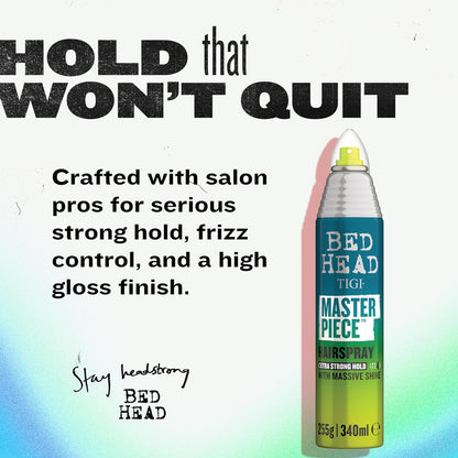 HOTTIGI Bed Head Frizz Control Hair Spray, Masterpiece Extra Hold Hair Care Spray for Shiny and Glossy Hair, 10.3 oz