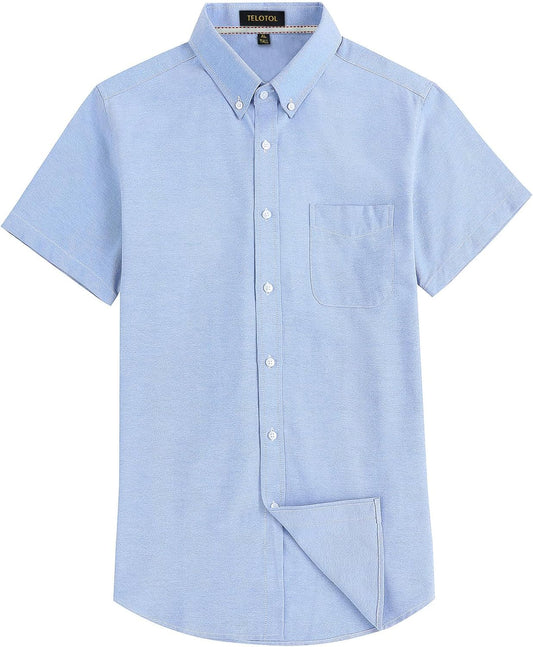 HOTMen's Oxford Dress Shirt Short Sleeve Button Down Shirts Business Casual with Chest Pocket for Gifts