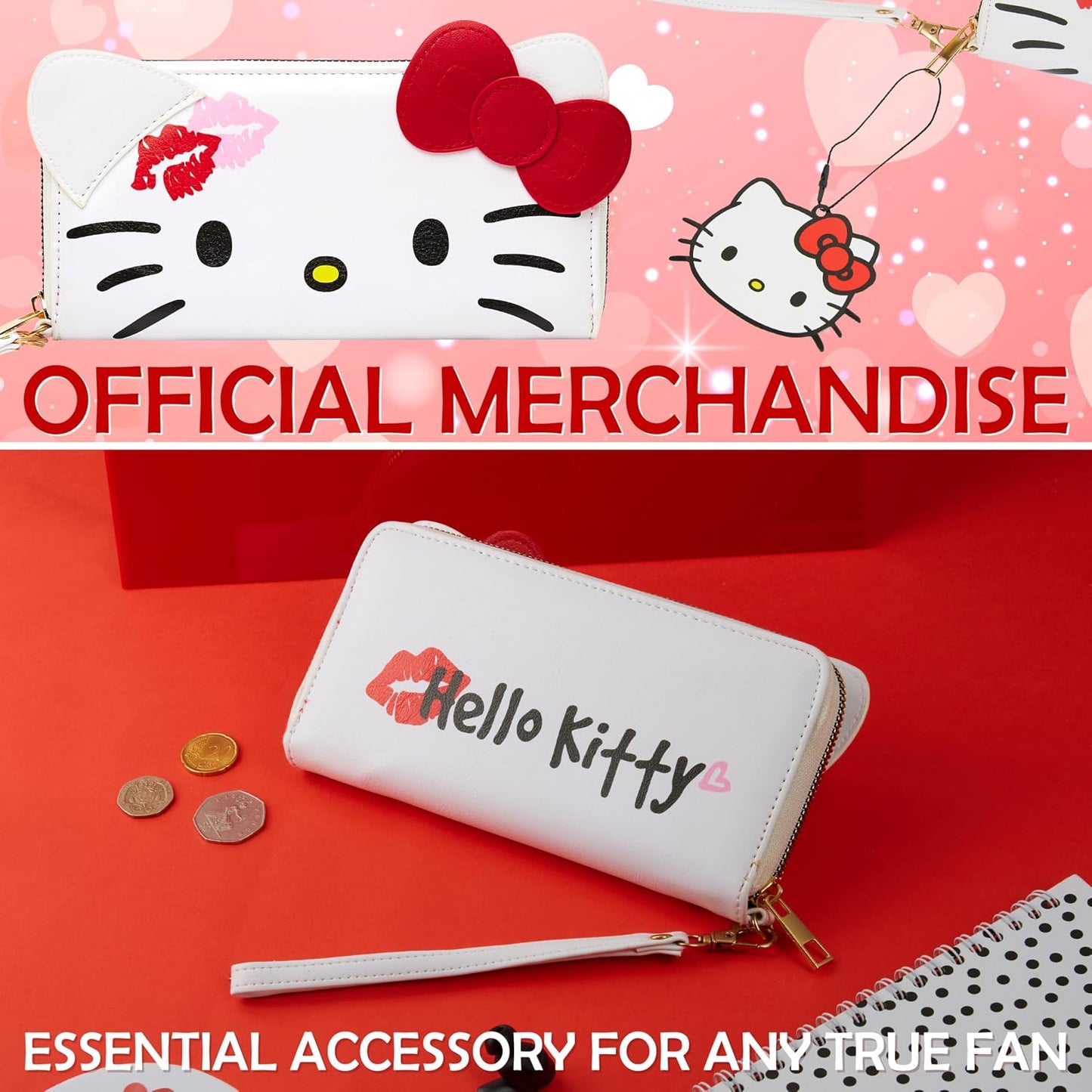 HOTHello Kitty Womens Wallet, Zip-Around Purse with Card Slots and Coin Pocket