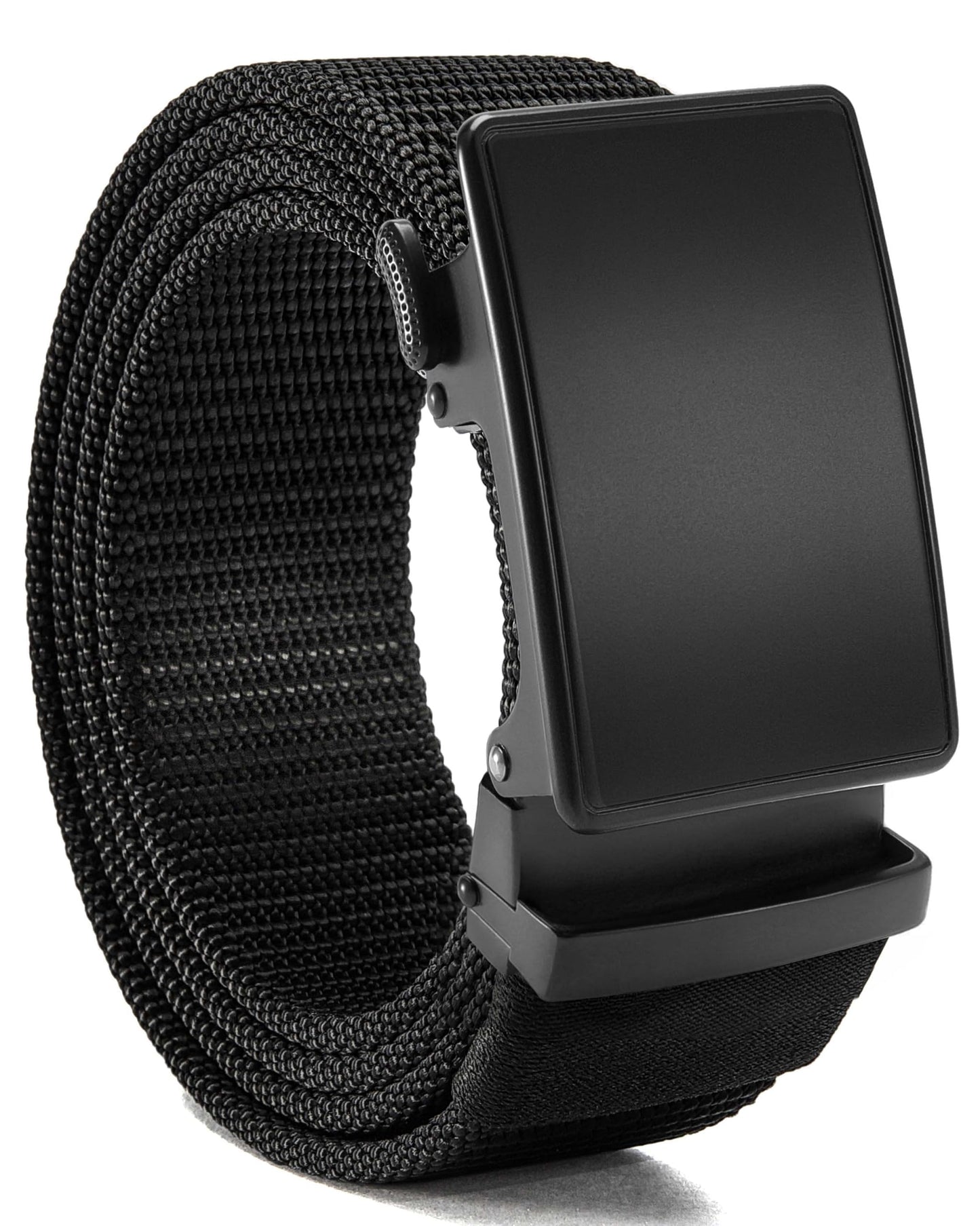 HOTCHAOREN 1.5" Nylon Ratchet Belts for Men - Adjustable Casual Work Belt with Slide Buckle - Trim to Fit