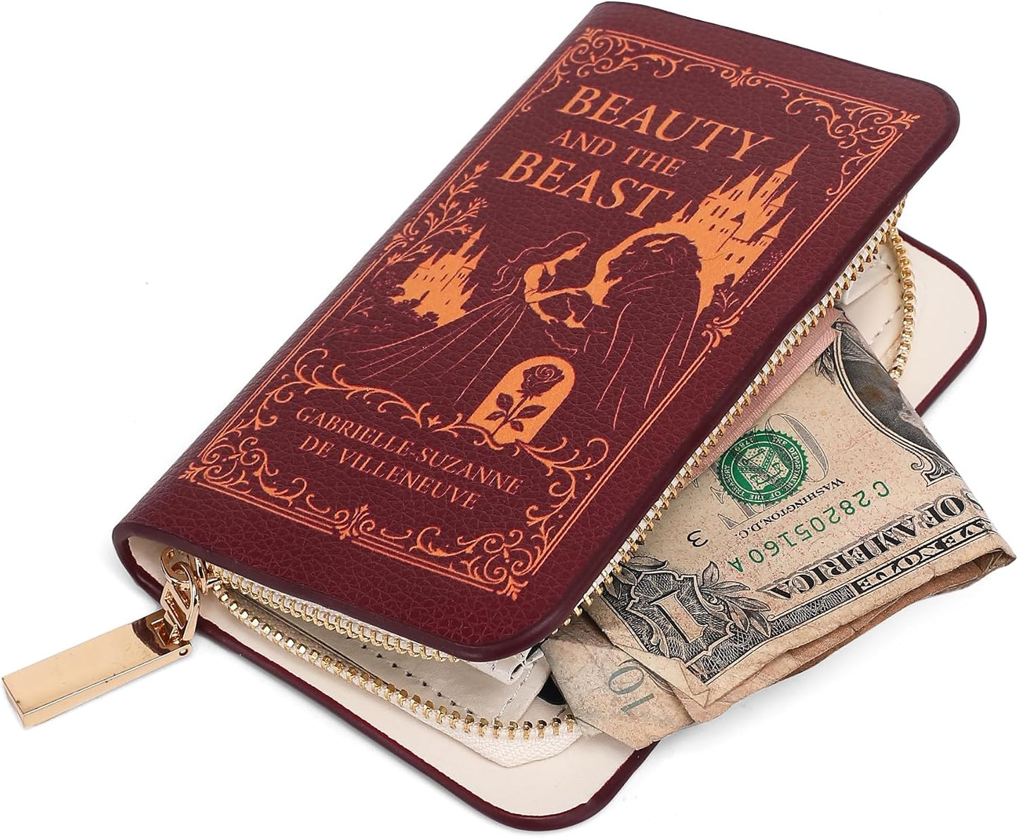 HOTASVP Shop Beauty and the Beast Zipper Wallet Book Lover Gift Book Wallet Clutch Bookish Gift Gift for Her Valentines Day Gift