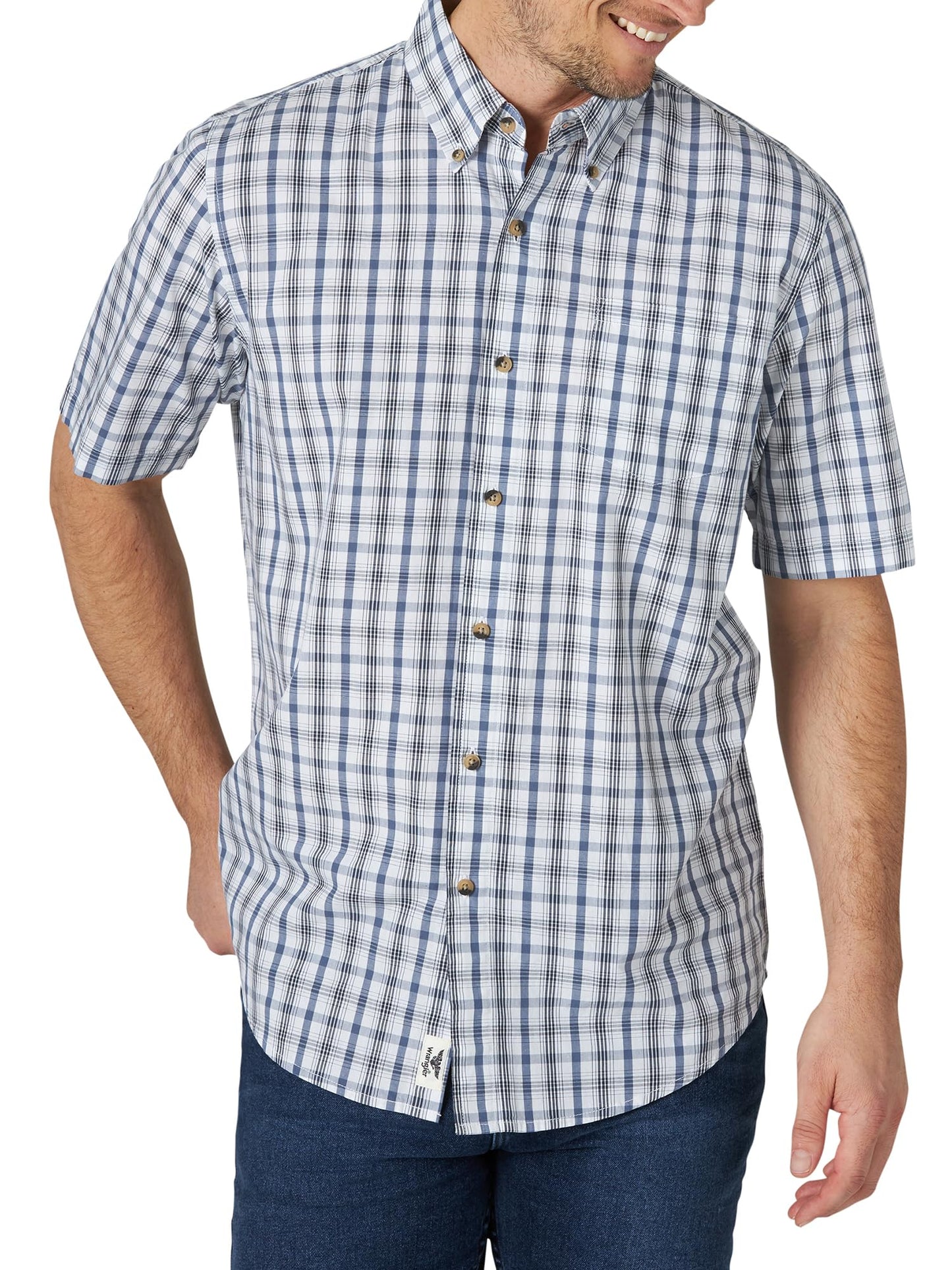 HOTWrangler Authentics Men's Short Sleeve Classic Plaid Shirt