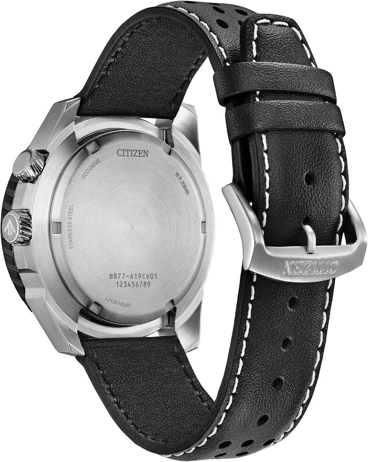 HOTCitizen Men's Eco-Drive Promaster Air Nighthawk Watch, Black Leather Strap, Black Dial, Dual Time (Model: BJ7137-07E)