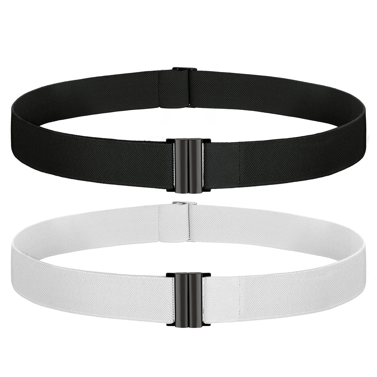 HOTTOURZOO No Show Invisible Belt for Women/Men Elastic Web Strap Waist Stretch Belt with Flat Buckle for Jeans Pants Dresses