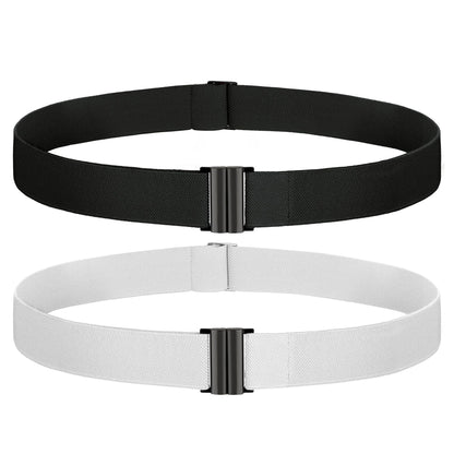 HOTTOURZOO No Show Invisible Belt for Women/Men Elastic Web Strap Waist Stretch Belt with Flat Buckle for Jeans Pants Dresses