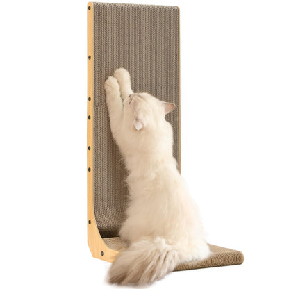 HOTFUKUMARU Cat Scratcher, 26.8 Inch L Shape Cat Scratch Pad Wall Mounted, Cat Scratching Cardboard with Ball Toy for Indoor Cats, Large Size
