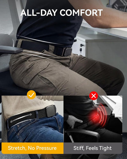HOTCHAOREN Mens Ratchet Belt – 1.5" Stretch Nylon Belts for Casual, Work, Golf – Adjustable Fit for Everyday Comfort