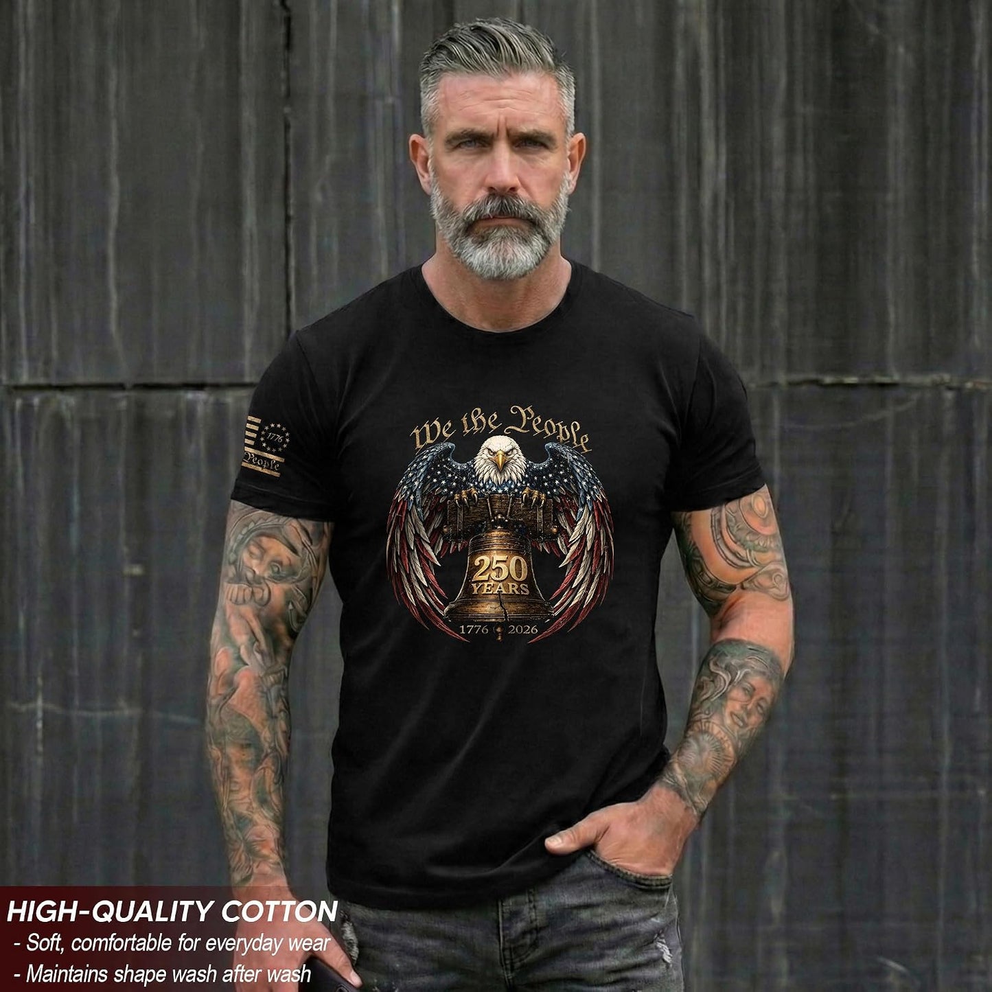 HOT1776-2026 Anniversary USA Shirt, Patriotic Graphic Men Shirt | Patriotic graphic tee featuring anniversary-inspired artwork, heritage details, suitable for holidays, events, casual wear
