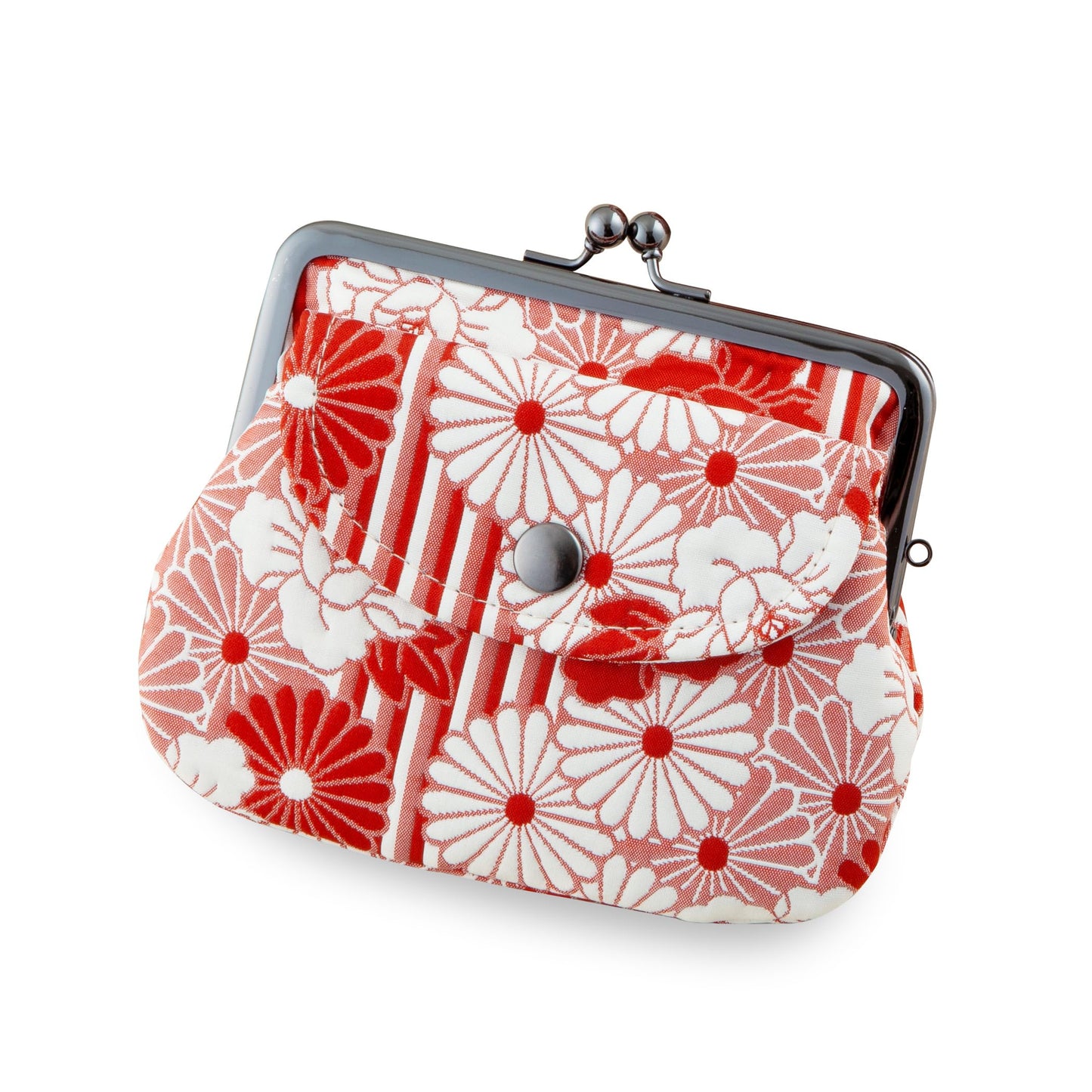 HOTVintage Floral Kiss Lock Coin Change Wallet Purses (Retro Flower - Pinkbeige) / Made in Japan Pouch for Women