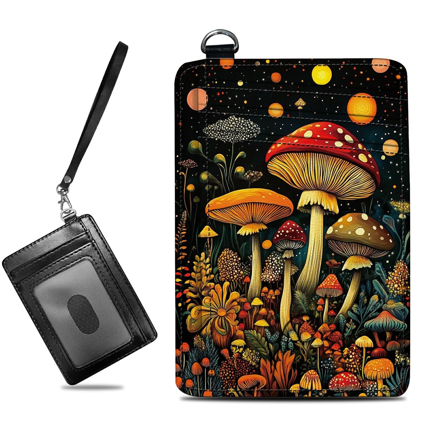HOTCute Credit Card Holder with Zipper, Crow Skull RFID-Blocking Card Case Small Wallet for Women Men, Multi-slot Card Organizer Case Travel Accordion Wallet