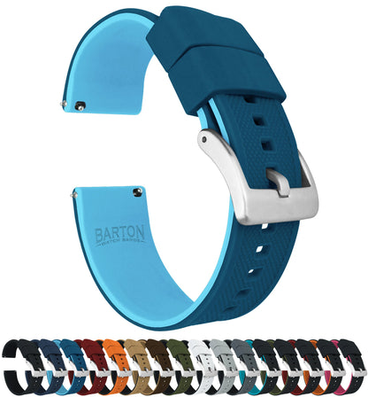 HOTBARTON Elite Silicone Watch Bands - Quick Release - Choose Strap Color & Buckle Color (Stainless Steel, Black PVD or Gunmetal Grey) - 18mm, 20mm, 22mm & 24mm Watch Straps