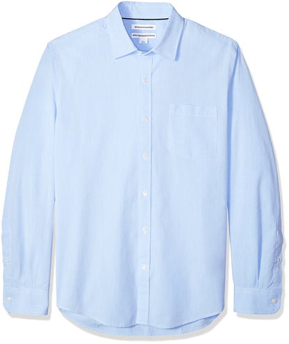 HOTAmazon Essentials Men's Regular-Fit Long-Sleeve Casual Poplin Shirt, Button Front, Business Casual, Collared