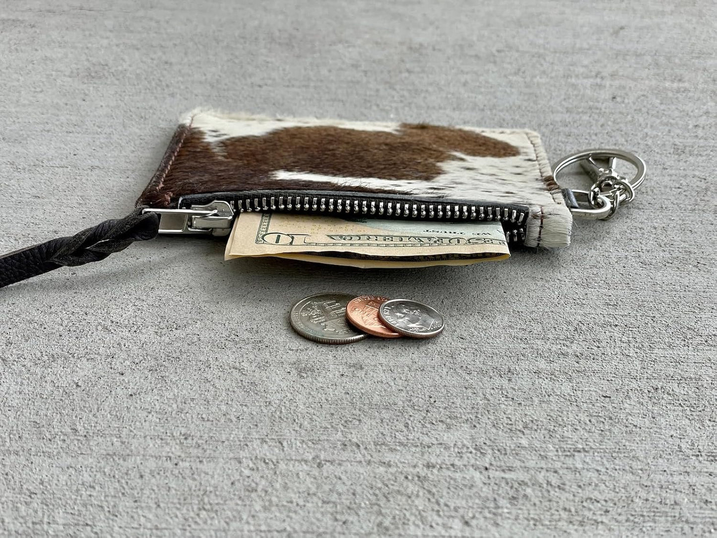 HOTChic Cowhide Keychain Wallet with Credit Card Holder, Coin Purse - Ideal Gifts for Her