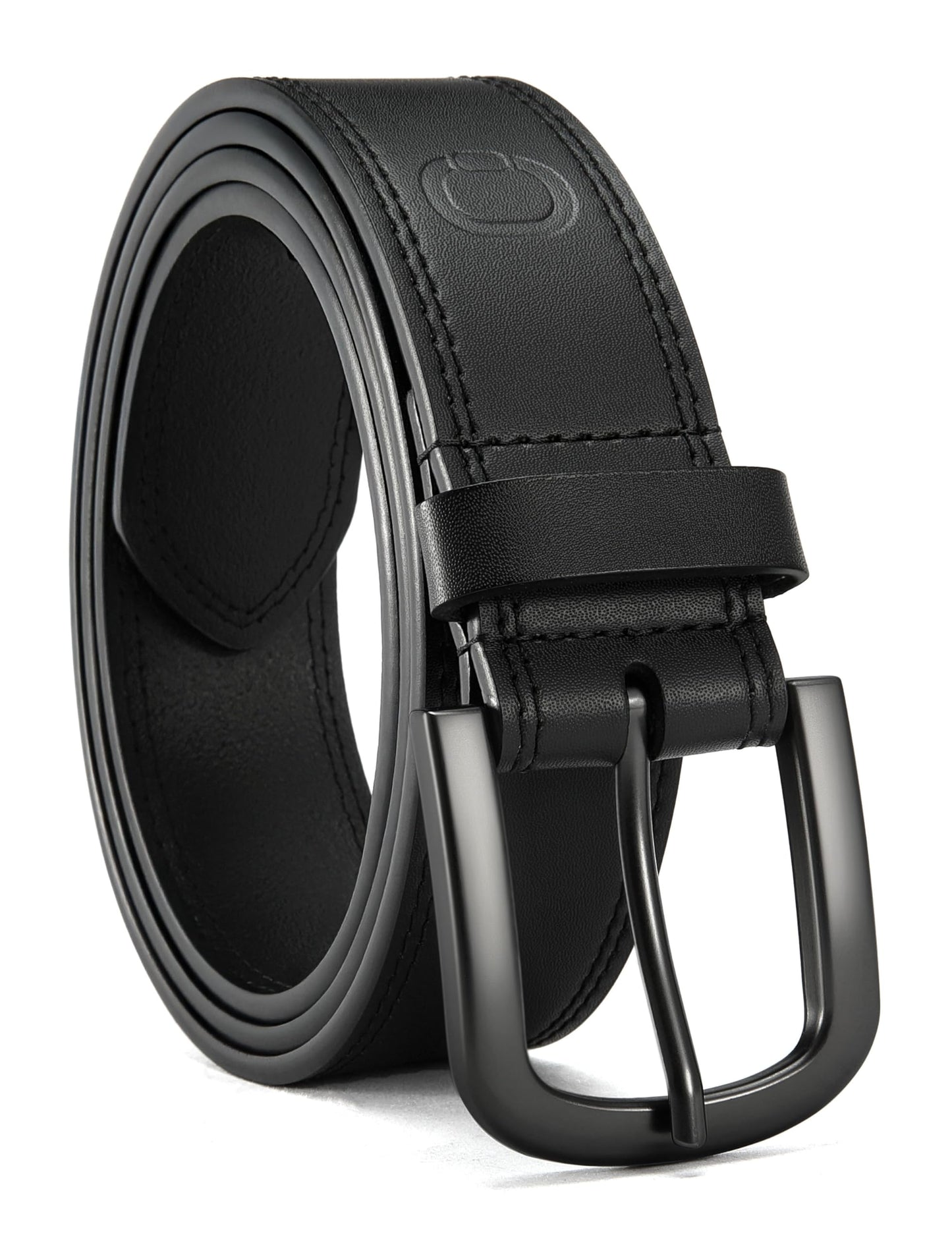 HOTCHAOREN Mens Belts Casual for Jeans - Full-Grain Leather, Durable Cowhide | Solid Buckle, Classic Style, Handmade, Daily Wear, Gift Box