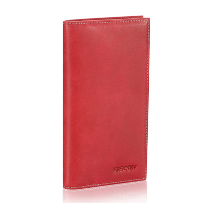 HOTHISCOW Slim Leather Checkbook Cover for Personal Checks | Full grain cowhide, transaction register & check book pockets, removable duplicate divider, durable stitching, gifts for men