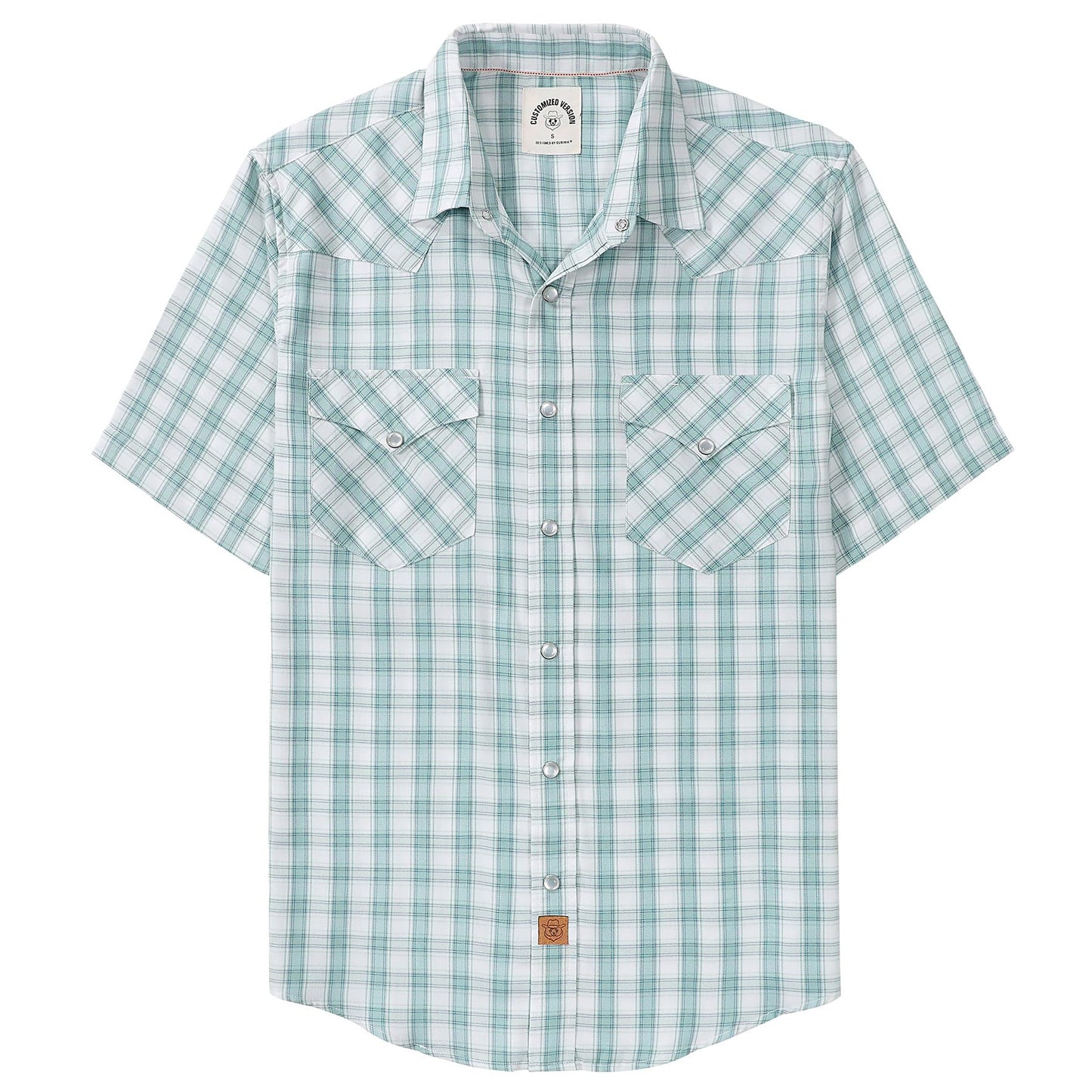 HOTDubinik® Viscose Made from Bamboo Mens Short Sleeve Shirts Plaid Shirt Western Cowboy Pearl Snap Casual Plaid Shirts for Men