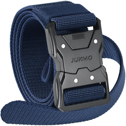 HOTJUKMO Quick Release Tactical Belt, Military Work 1.5" Nylon Web Hiking Belt | Heavy Duty Seatbelt Zinc Alloy Buckle & Stretch Belt Strap