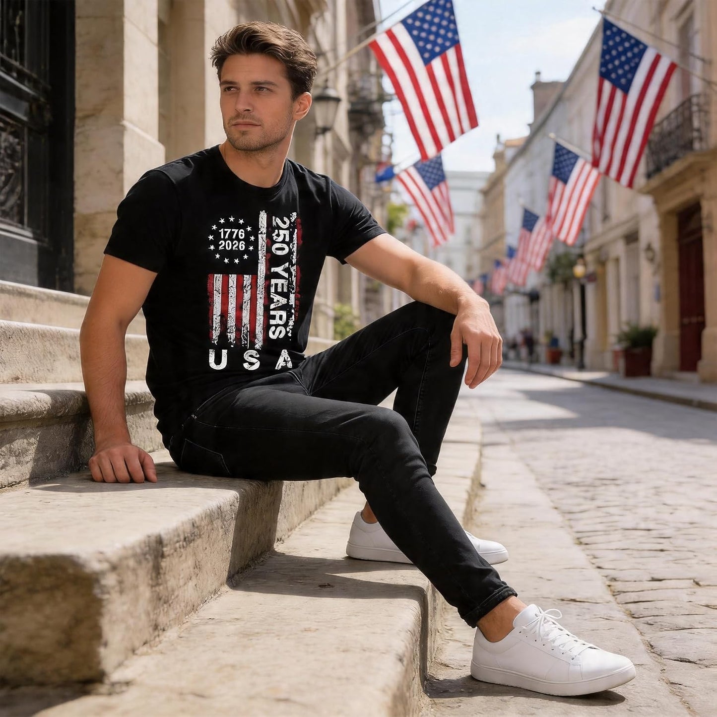 HOT250 Anniversary USA Shirts: 1776-2026 250th Birthday Patriotic American Flag T-Shirt 4th of July Shirt