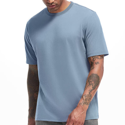 HOTVEIISAR Men's Heavy Weight Crew Neck T-Shirt Mens Premium Cotton Tee - Pre Shrunk S-3XL
