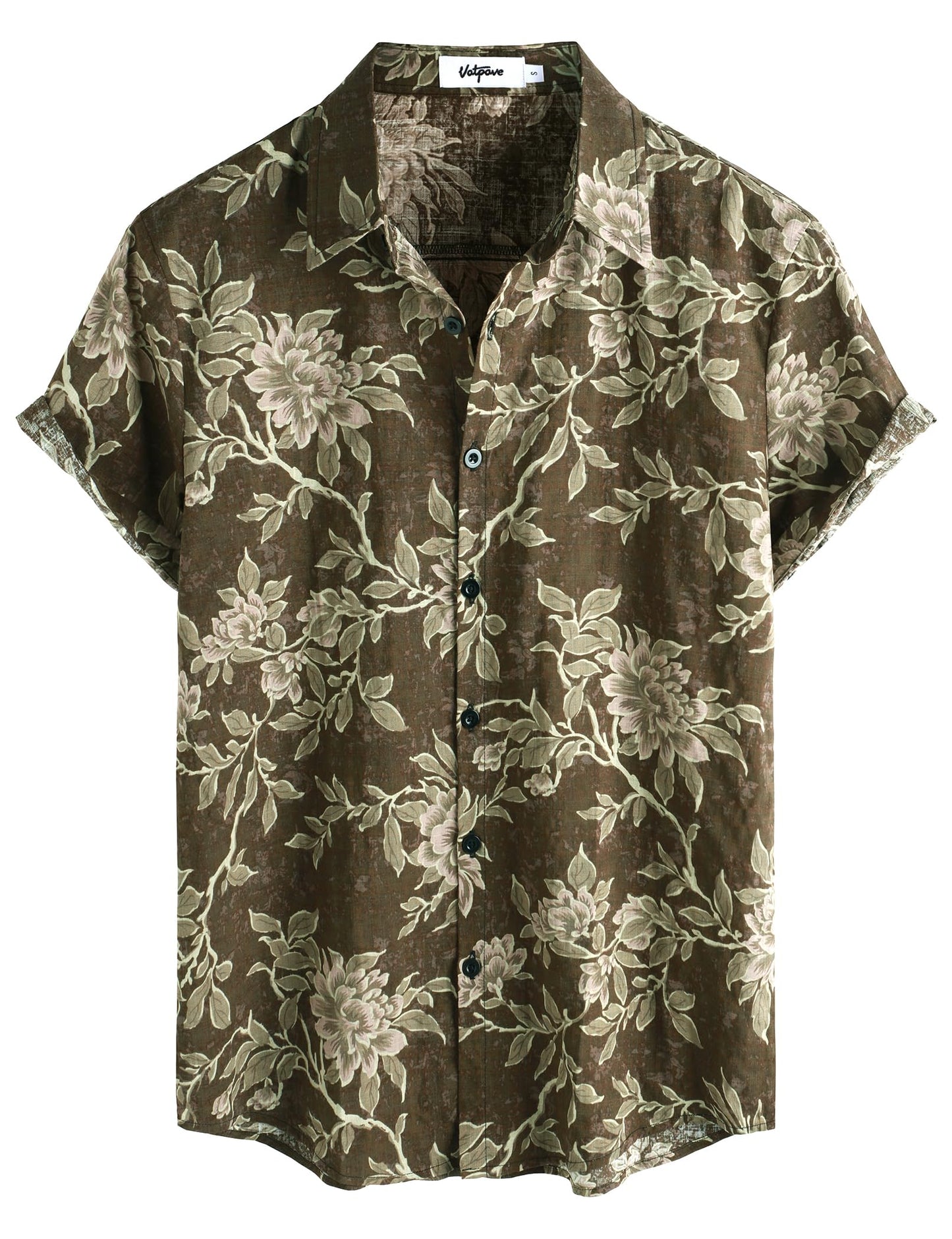 HOTVATPAVE Mens Casual Short Sleeve Button Down Shirts Regular Fit Hawaiian Summer Shirt