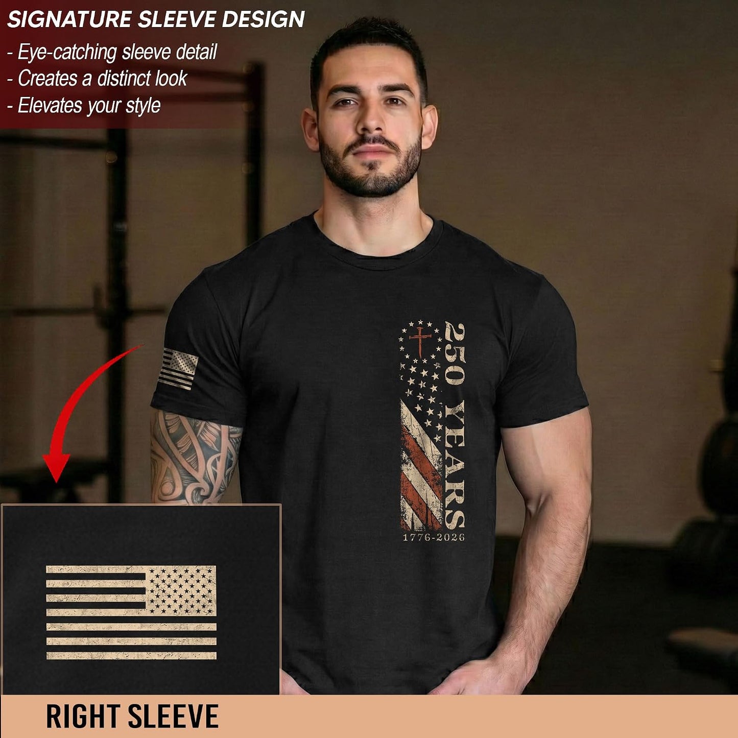 HOT250 Anniversary USA Shirt, Christian Shirts for Men | Celebrate your faith and American pride with our unique collection of cross-themed apparel and 250th anniversary shirts