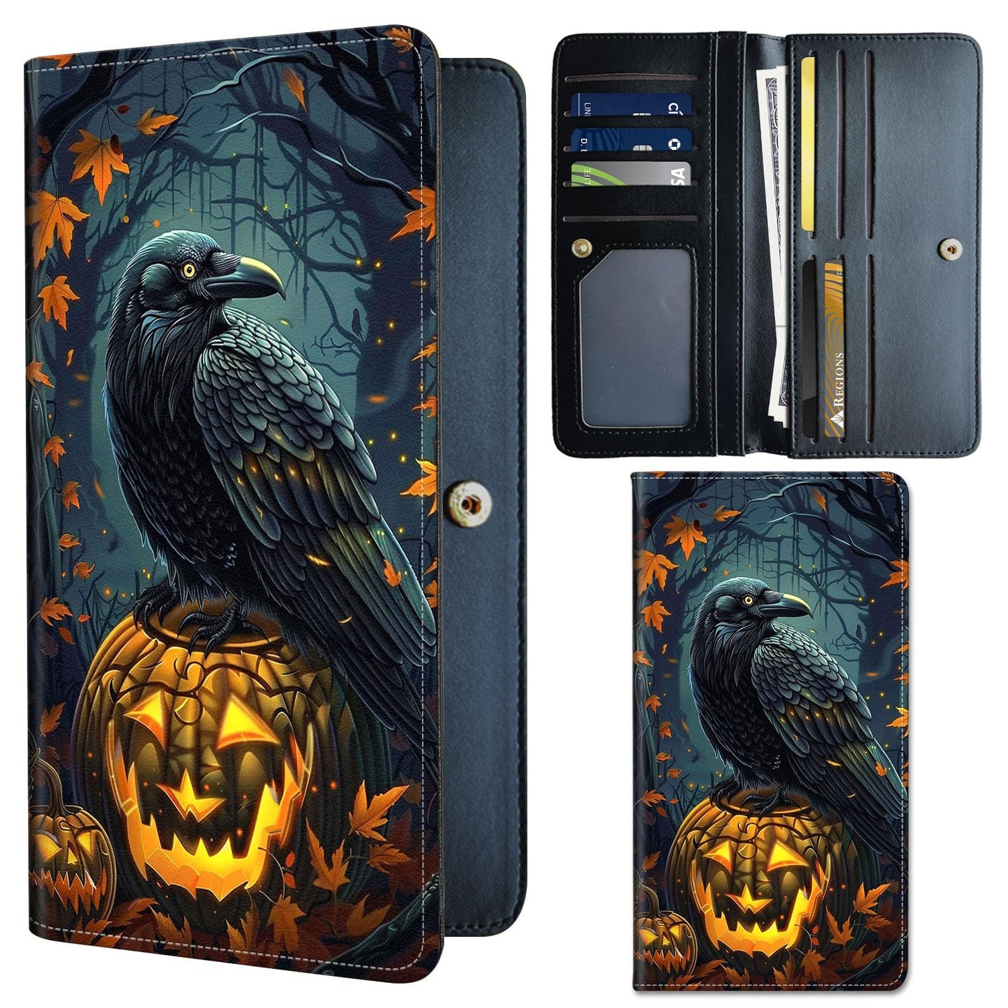 HOTSlim PU Leather Wallet for Women - RFID Blocking Thin Bifold Wallet, Compact Travel Wallet with Card Slots & ID Window, Stylish and Practical Womens Wallet for Everyday Use, Black Cat