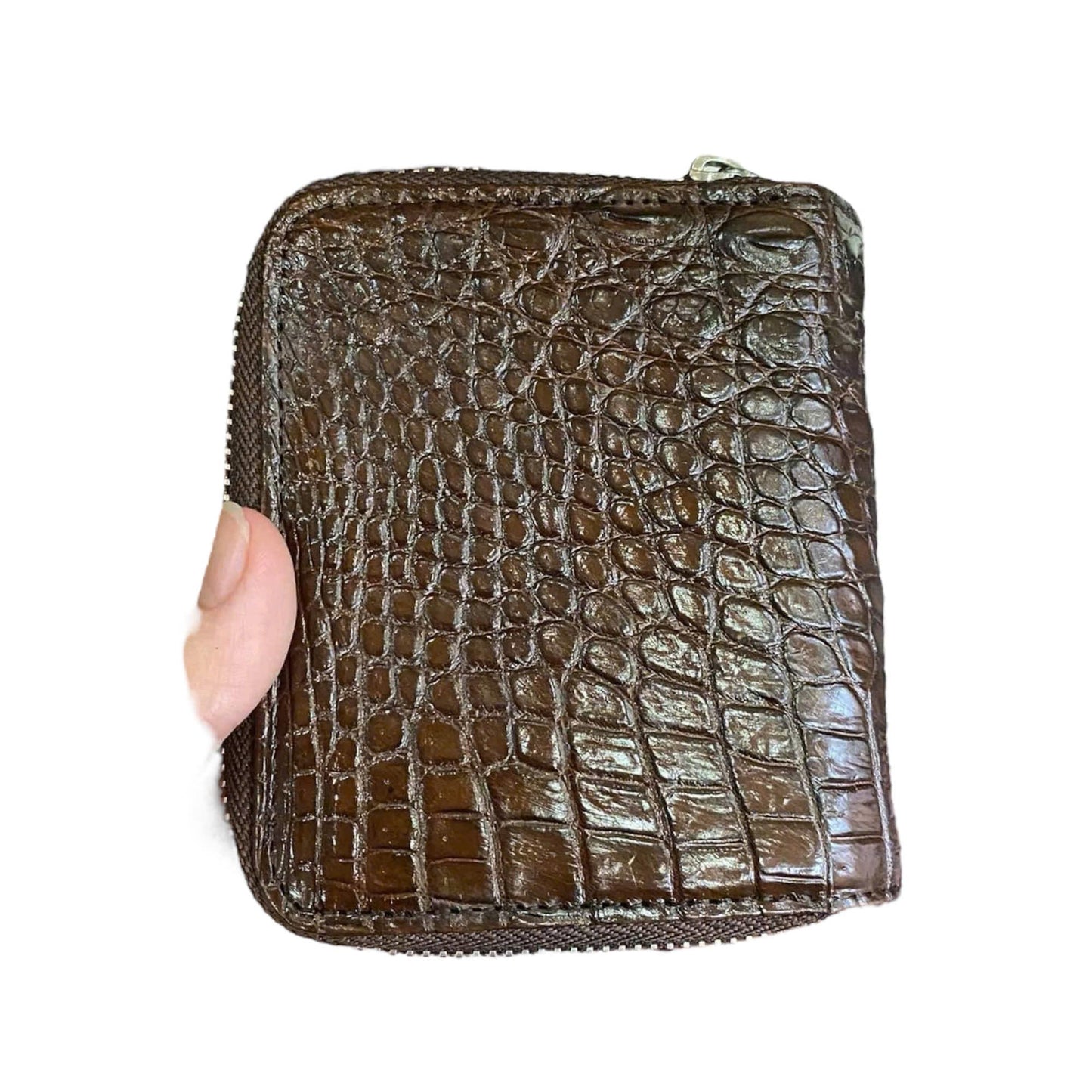 HOTGenuine Alligator Leather Minimalist Wallets Credit Card Holder for women's (Red)