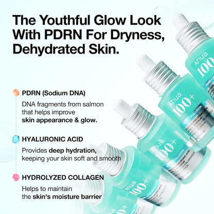 HOTAnua PDRN Hyaluronic Acid Capsule 100 Serum, Radiant Face Serum, Salmon DNA, Hyaluronic Acid, Hydration, Moisture Plumping Effect, Lightweight, Glass Skin, Korean Skincare, 1.01 fl. oz