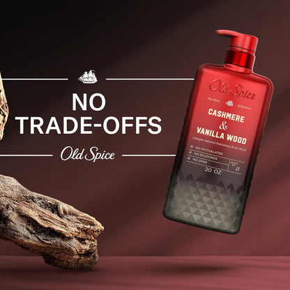 HOTOld Spice Body Wash for Men, The Spice Alchemist Collection, 24/7 Cologne Infused Hydration, No Trade Off Formula, Free of Phthalates Silicones & Dyes, Cashmere + Vanilla Wood Scent, 20 oz