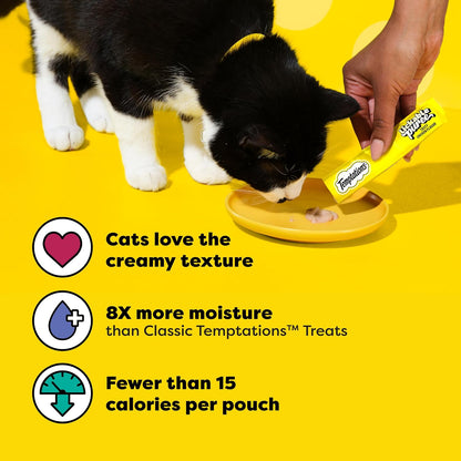 HOTTemptations Creamy Puree Cat Treats, Beef, Chicken, Salmon & Tuna, 48 Count | Beef, Salmon, Chicken & Tuna, under 15 cal/tube, no added sugar or fillers, senior-friendly, meal topper or hand-feed