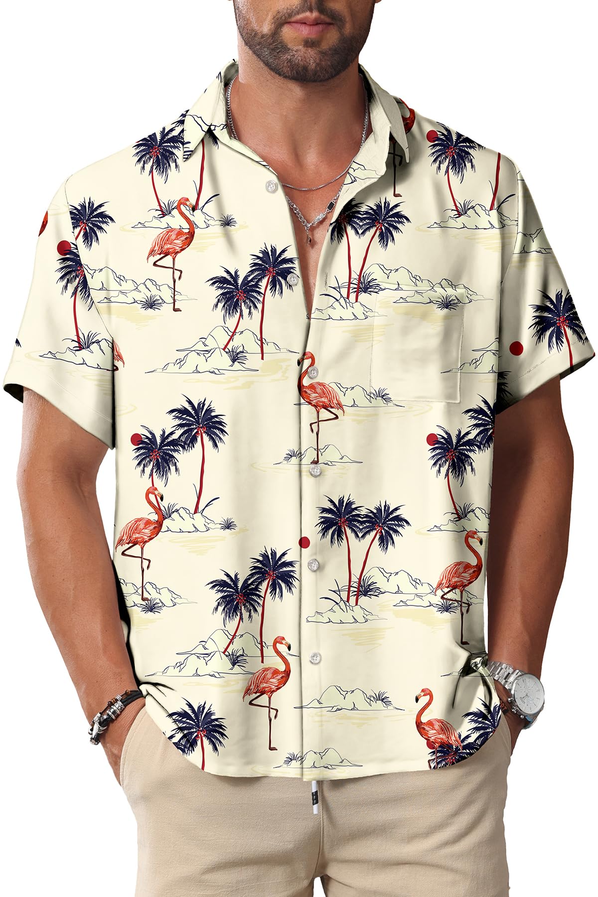 HOTKYKU Hawaiian Shirt for Men: Beach Vacation Summer Short Sleeve Button Down Mens Shirts Casual Stylish