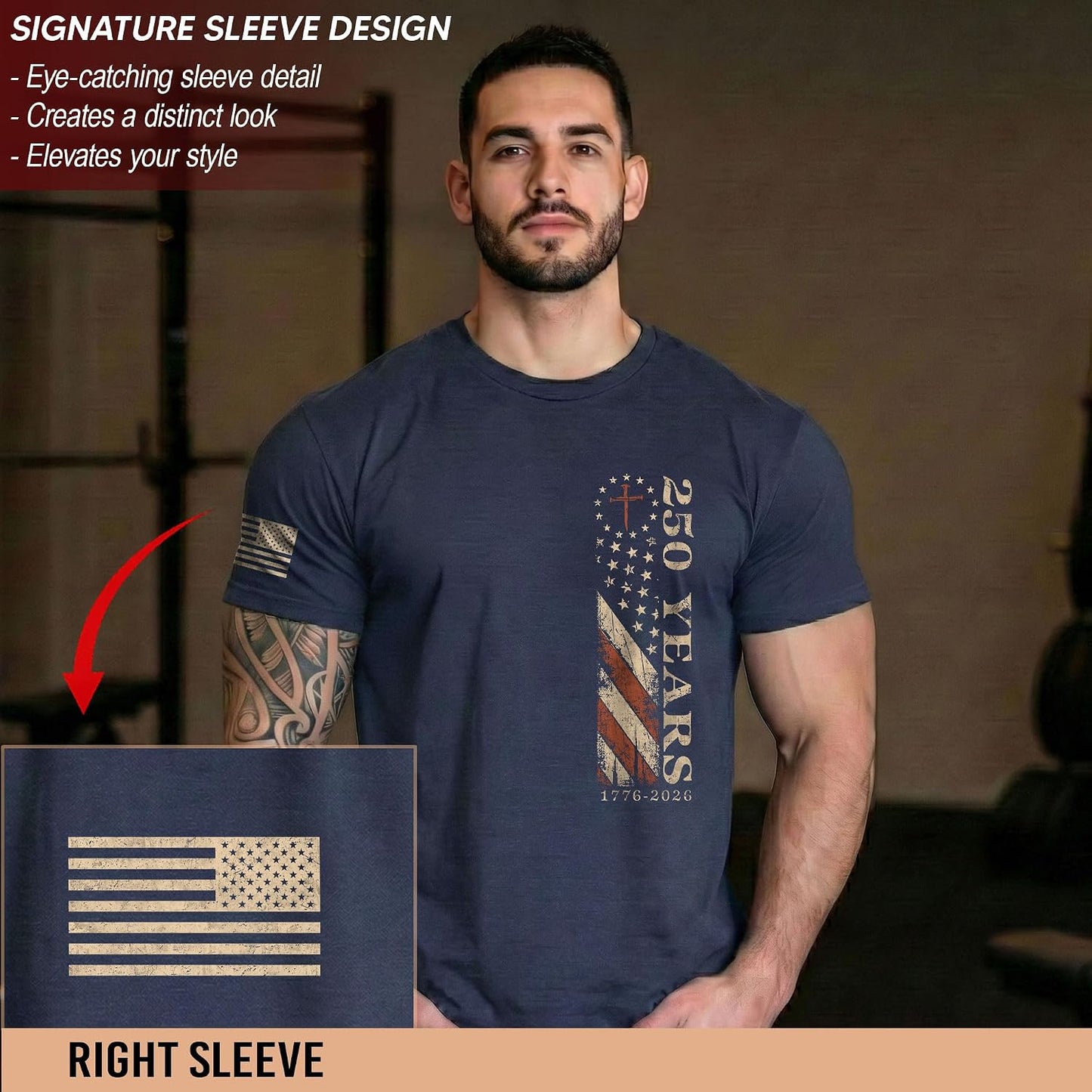 HOT250 Anniversary USA Shirt, Christian Shirts for Men | Celebrate your faith and American pride with our unique collection of cross-themed apparel and 250th anniversary shirts