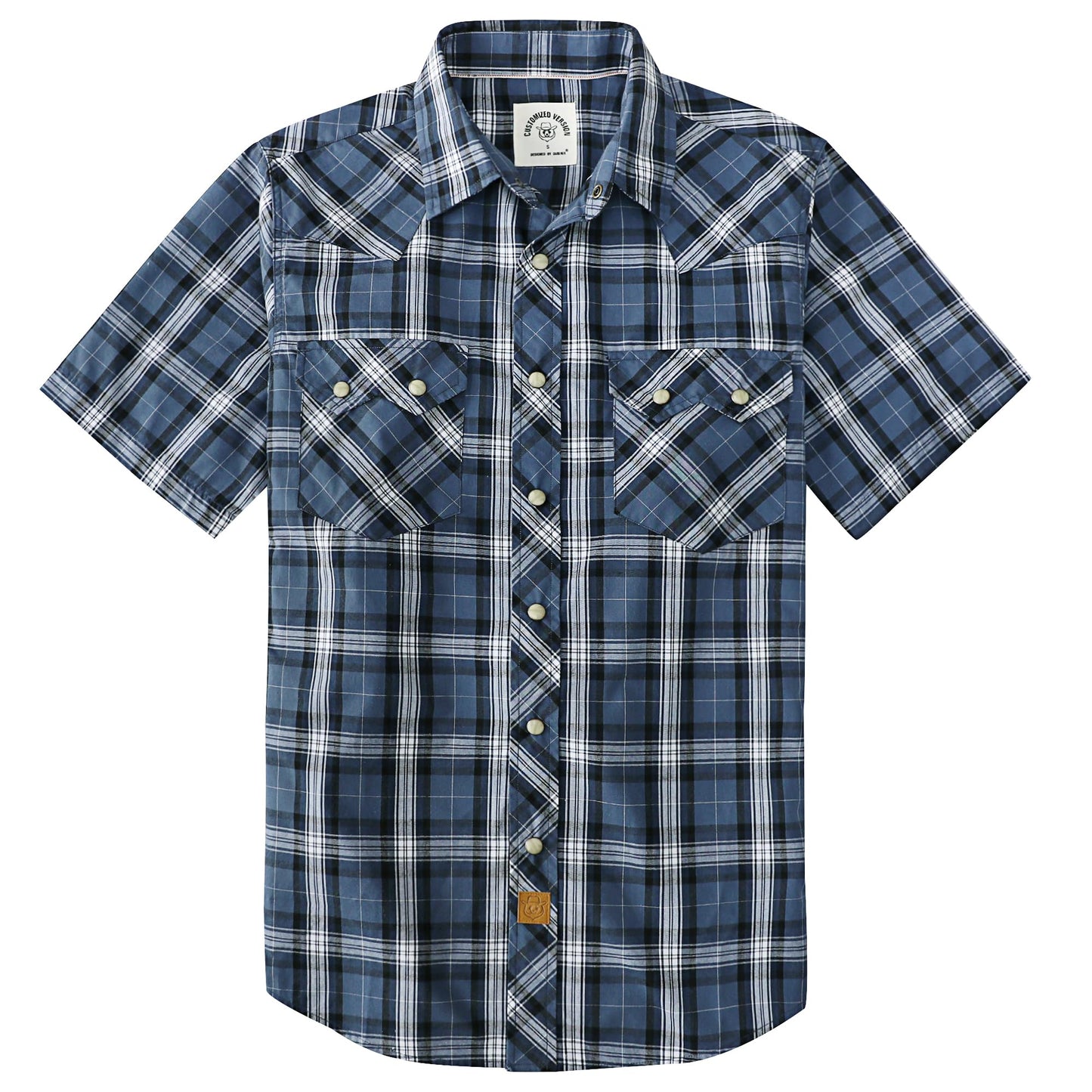 HOTDubinik® Pearl Snap Western Shirts for Men Short Sleeve Cowboy Men's Casual Shirt with 2 Sawtooth Pocket Vintage